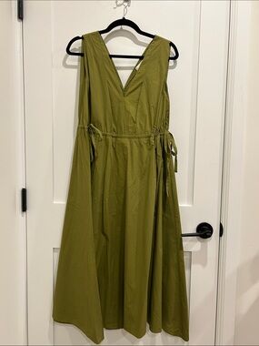 Tela Olive Poplin Dress Sz XS